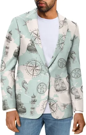 Men's Cozy One Button Suit Long Sleeve Blazer Jackets with Pockets Lightweight Knit Sport Coat for Business,Party
