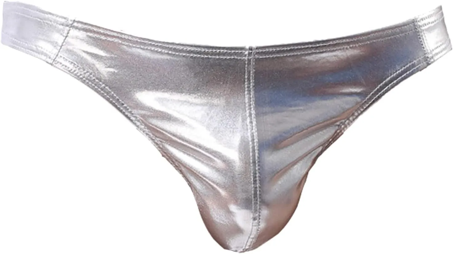 Men's Faux Leather Painted Briefs Underwear Sexy Enhancing Four Corner Briefs Sheer Mesh Short
