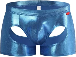 Mens T Shaped Pants Leather Double Open Cut Underwear Color Matching Mesh Low Waisted Underwear Exotic Gift Set