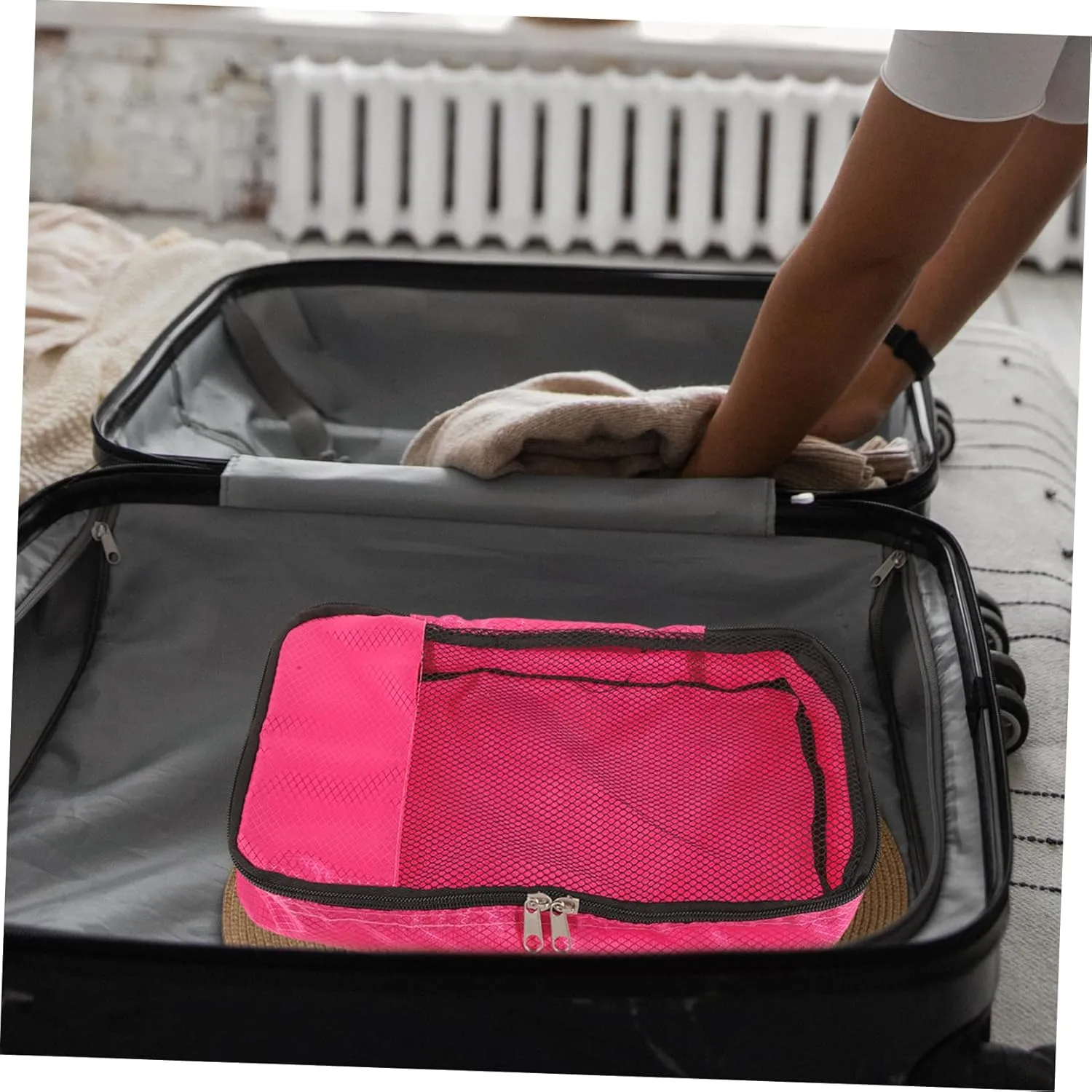 Mesh Suitcase Organizer Bag Travel Essentials Packing Cubes for Long or Short Trips Easy Zipper Access