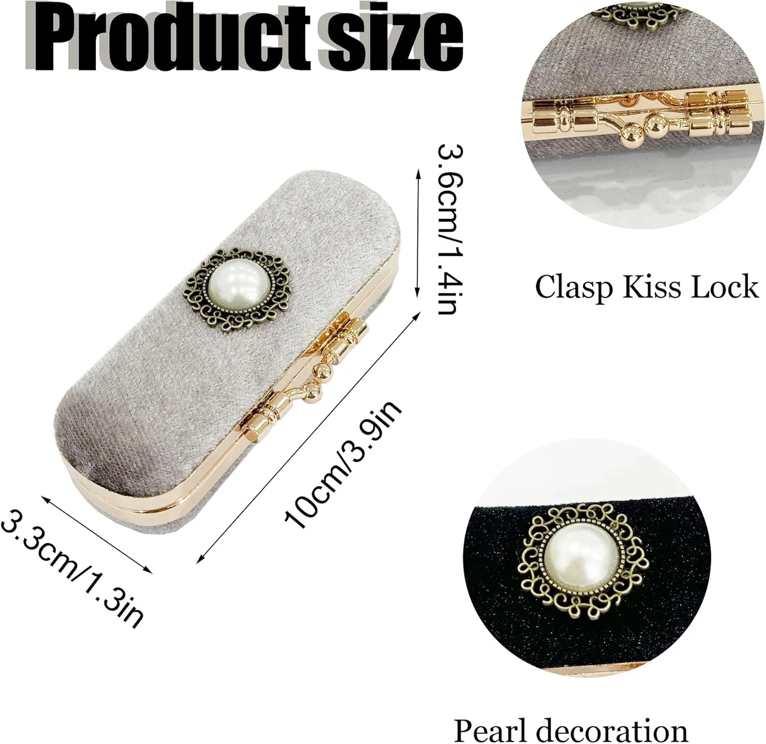 MIAO JIN Lipstick case with mirror Lipstick case Storage case Mini portable Pearl Decoration Soft jewelry case cosmetic case (Grey)