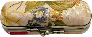 MIAO JIN Lipstick Case with Mirror - Mini Portable Vintage Floral Pattern Jewelry & Cosmetic Case (Yellow)