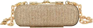 MIAO JIN Mini Crystal Lipstick Case Bling Rhinestone Cosmetic Storage bag with Metal chain Lipstick Storage Holder Makeup jewelry case