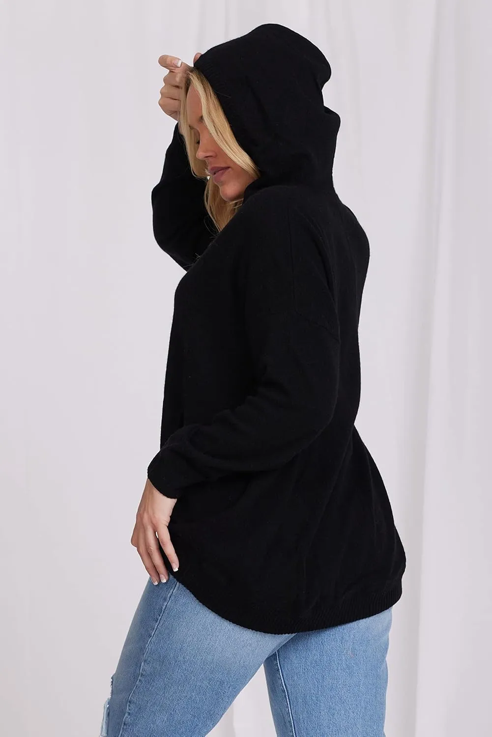 Minnie Rose Womens Cashmere Oversize Zip Hoodie