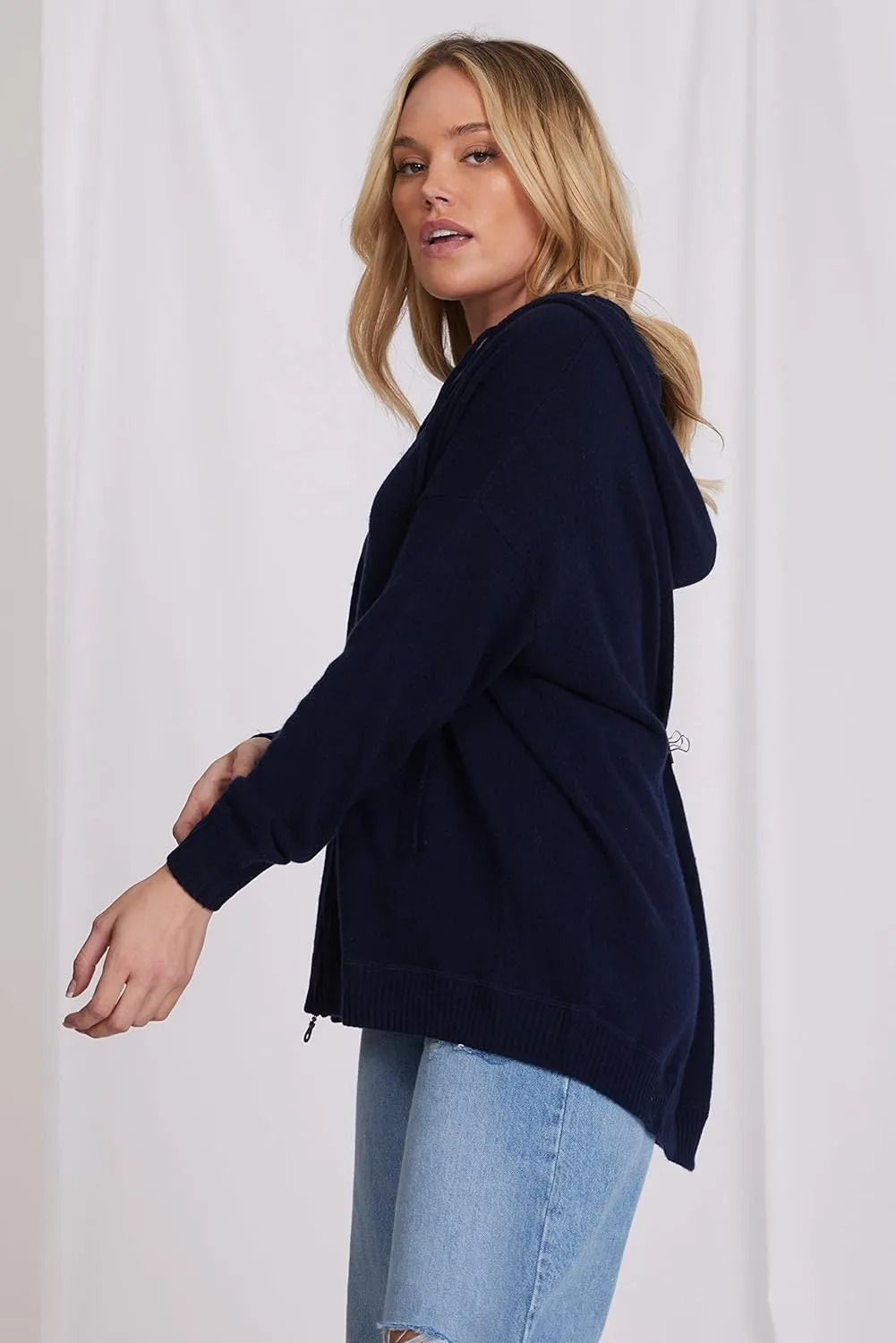 Minnie Rose Womens Cashmere Oversize Zip Hoodie