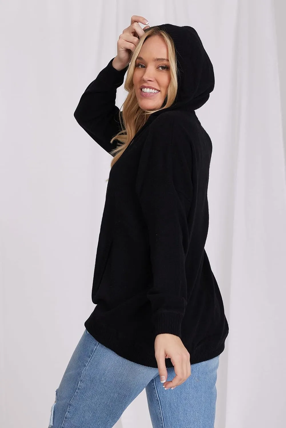 Minnie Rose Womens Cashmere Oversize Zip Hoodie