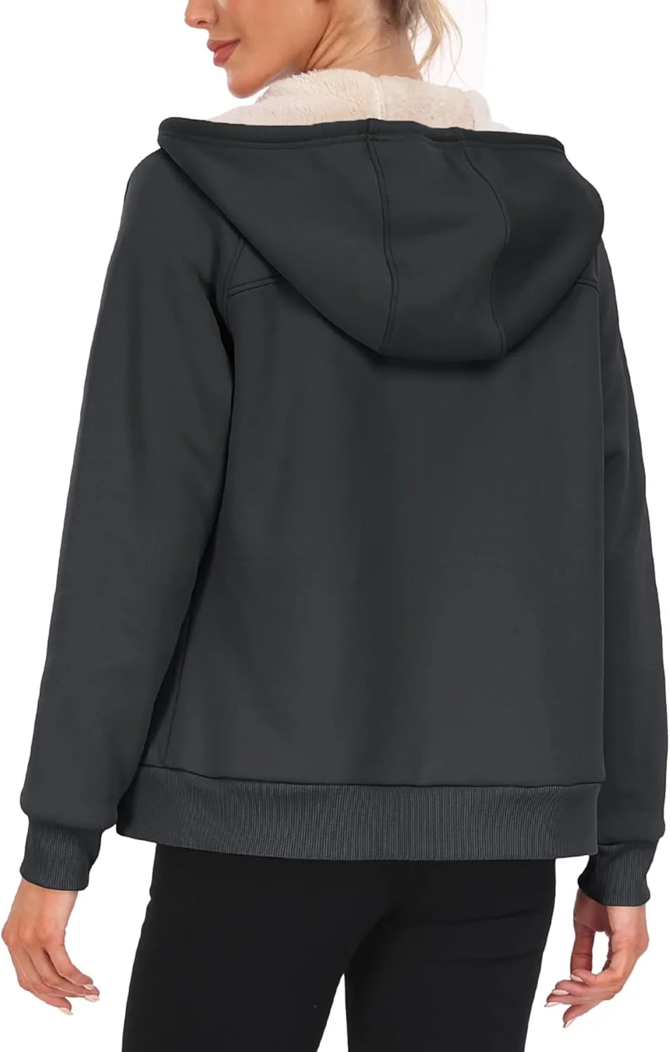MoFiz Women's Fleece Zip Up Hoodie Warm and Cozy Sherpa Lined Sweatshirt Winter Hoodie Jackets for Women with Pockets