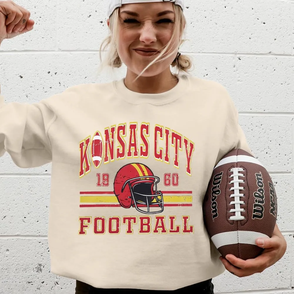 MOUSYA Football Season Sweatshirt Women Game Day Sweatshirt Sunday Funday Pullover Tops