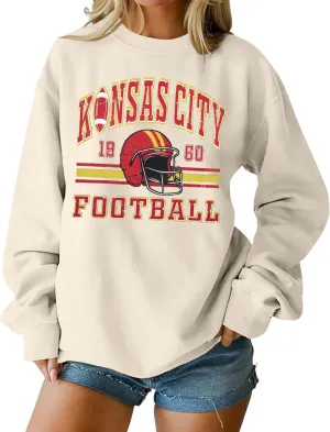 MOUSYA Football Season Sweatshirt Women Game Day Sweatshirt Sunday Funday Pullover Tops