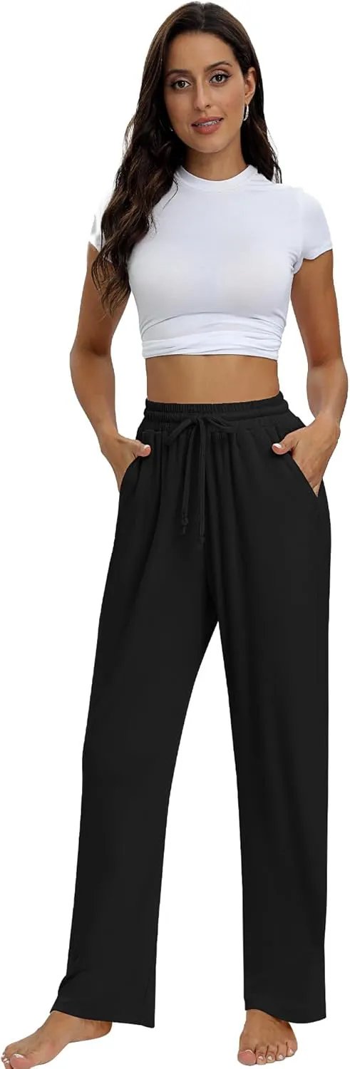 Neer 3 Pack Women's Baggy Sweatpants with Pockets, Wide Leg Yoga Pants Cozy Thick Lounge Pants Drawstring Casual Loose Jogger