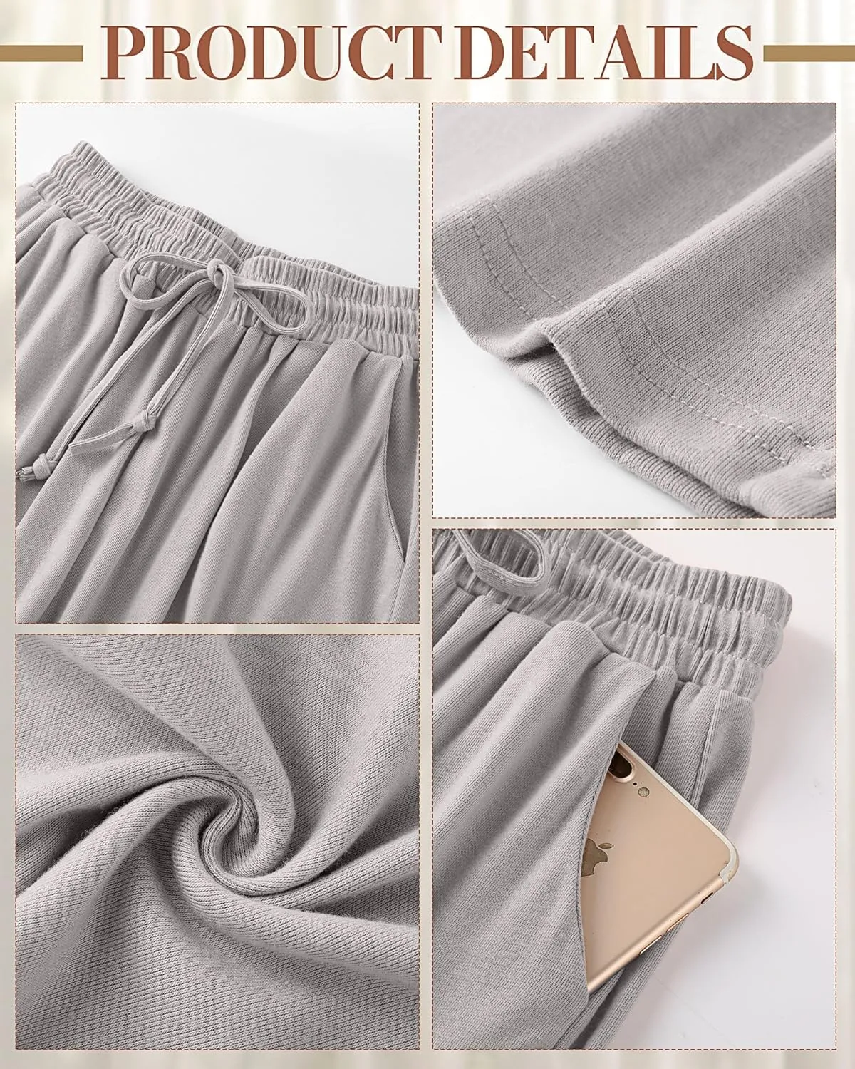 Neer 3 Pack Women's Baggy Sweatpants with Pockets, Wide Leg Yoga Pants Cozy Thick Lounge Pants Drawstring Casual Loose Jogger