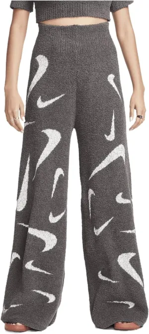 Nike Sportswear Phoenix Cozy Boucl Women's High-Waisted Wide-Leg Knit Pants (FD4288-254, Medium Ash/Light Orewood Brown)