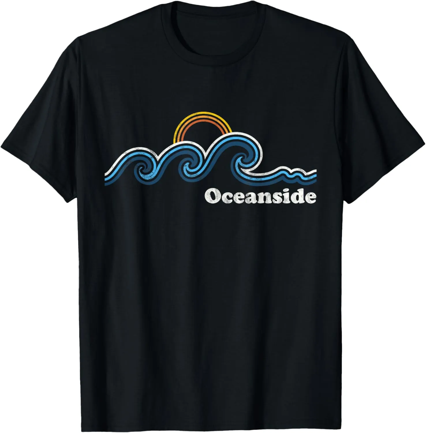 Oceanside California CA Sufing Waves Sunset Vintage T-Shirt