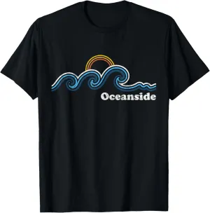 Oceanside California CA Sufing Waves Sunset Vintage T-Shirt
