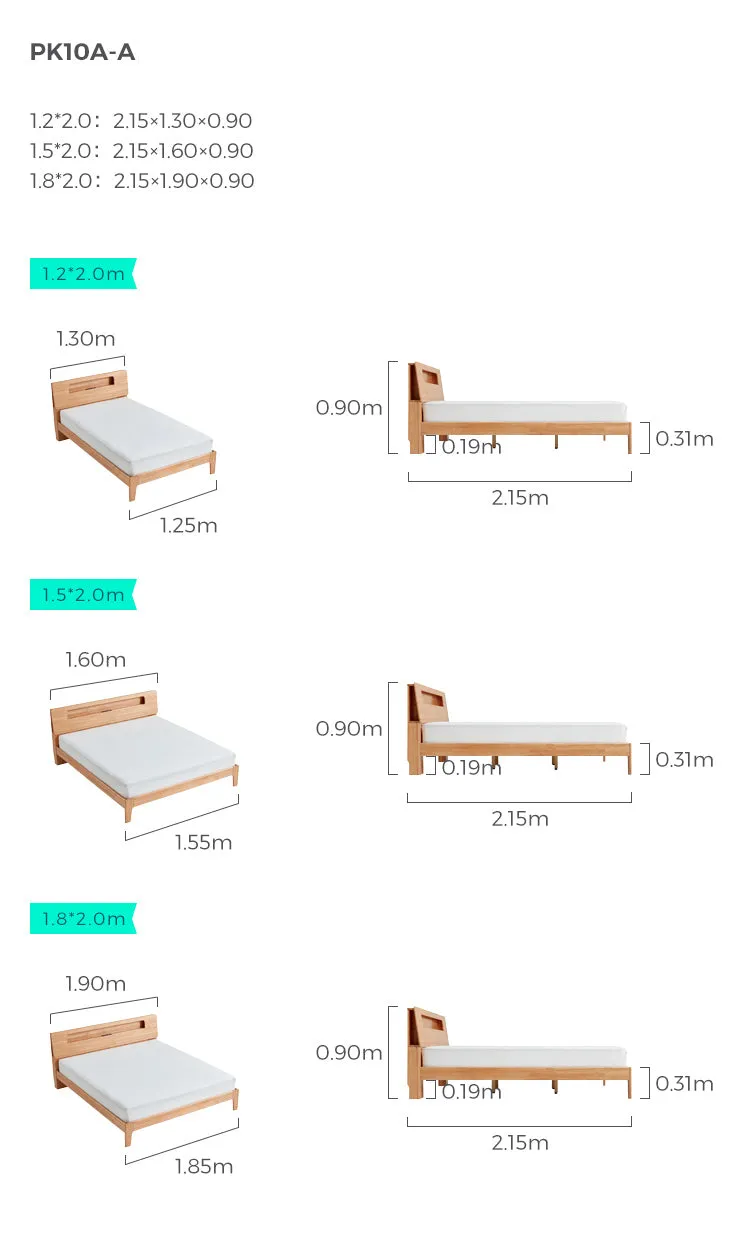 Organic Solid Wood Bed with Mattress Set