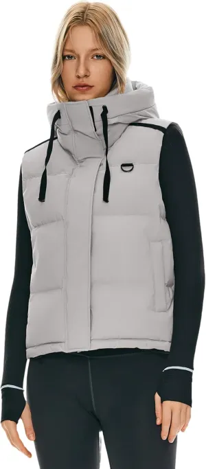 Orolay Women's Puffer Down Vest Hooded Cropped Sleeveless Quilted Jacket Zip Up Lightweight Gilet with Pockets