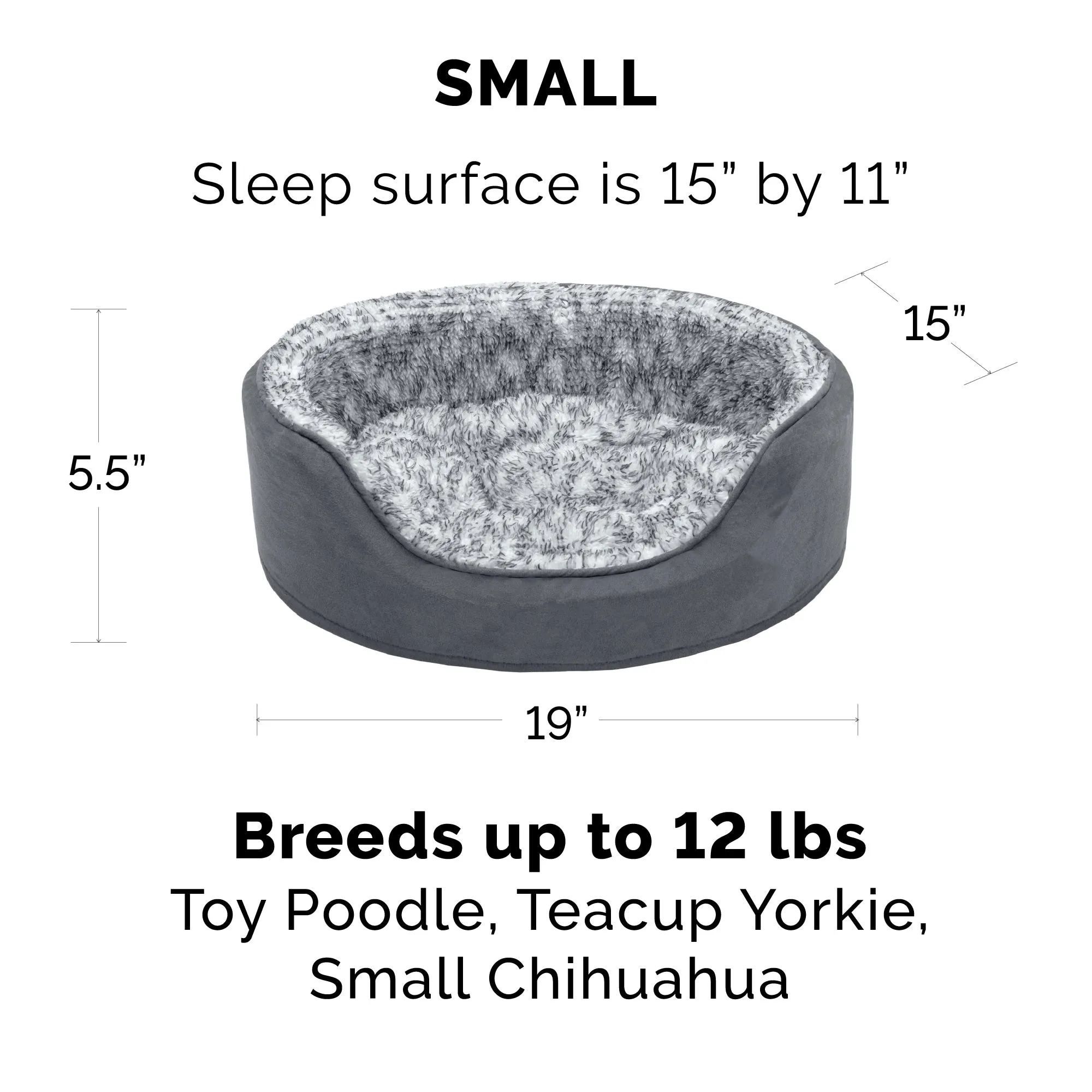 Oval Dog Bed - Two-Tone Faux Fur & Suede