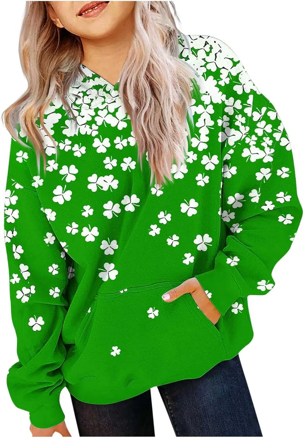 Oversized Hoodies For Teen Girl Cute Heart Graphic Pullover Tops Long Sleeve Hooded Girls Valentines Outfits Clothes