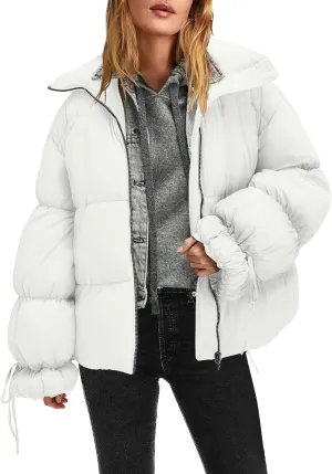 Panadila Womens Oversized Puffer Jacket Warm Winter Cozy Coats Casual Baggy Full Zip Up Puffer Coat with Pockets