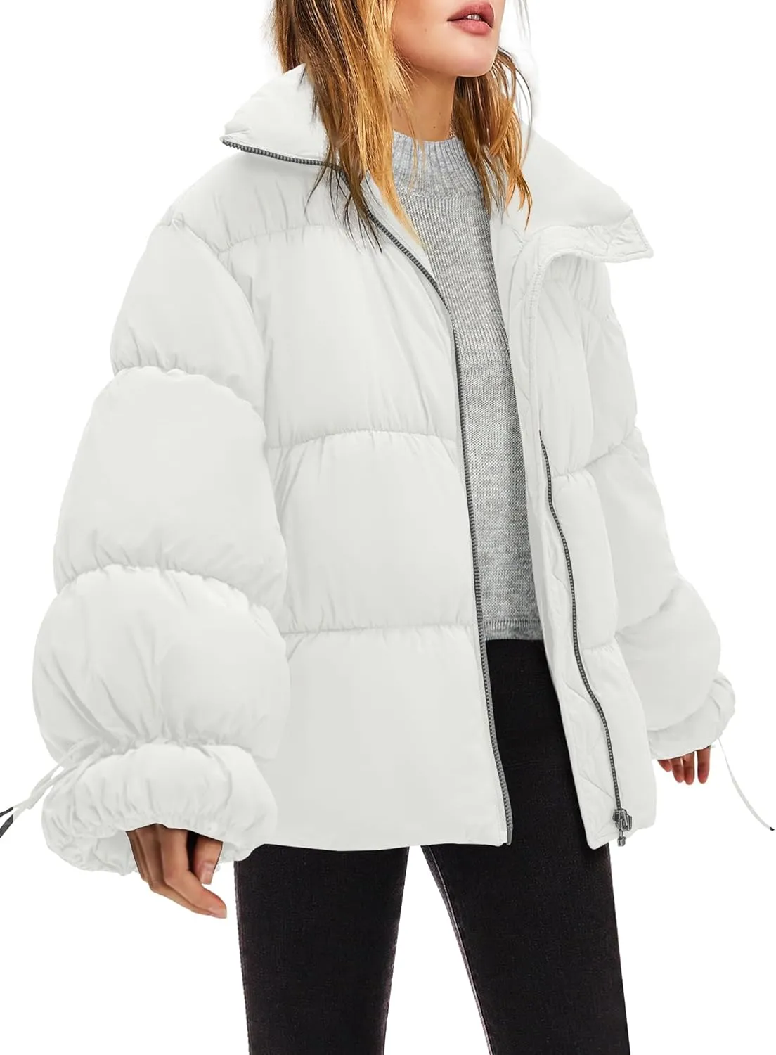 Panadila Womens Oversized Puffer Jacket Warm Winter Cozy Coats Casual Baggy Full Zip Up Puffer Coat with Pockets