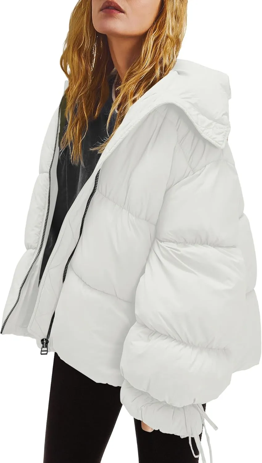 Panadila Womens Oversized Puffer Jacket Warm Winter Cozy Coats Casual Baggy Full Zip Up Puffer Coat with Pockets