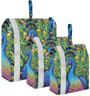 Peacock Packing Cubes Set of 3, Lightweight Travel Luggage Organizers Foldable Bags for Easy Packing and Organization
