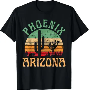 Phoenix Arizona Desert Cactus Retro Sunset Outdoors Retro T-Shirt