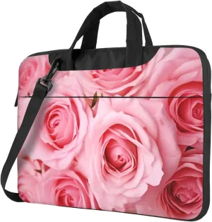 Pink Fresh Roses Laptop Tote Bag for Men Women Laptop Sleeve Shoulder Briefcase Messenger Computer Bag