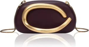 PU Leather Women's Evening Handbags Chocolates Clutch Purse Easy Match with Chain Crossbody Metal Decoration Shoulder Bag
