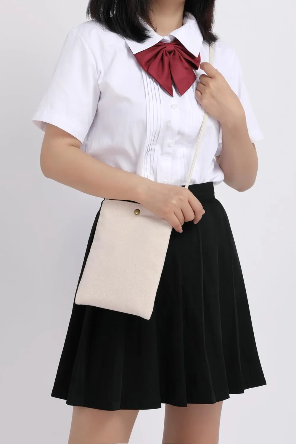 Pure Nylon Mobile Phone Bag Mini Cloth Bag ins Style Japanese Simple and Versatile Messenger Small Square Bag