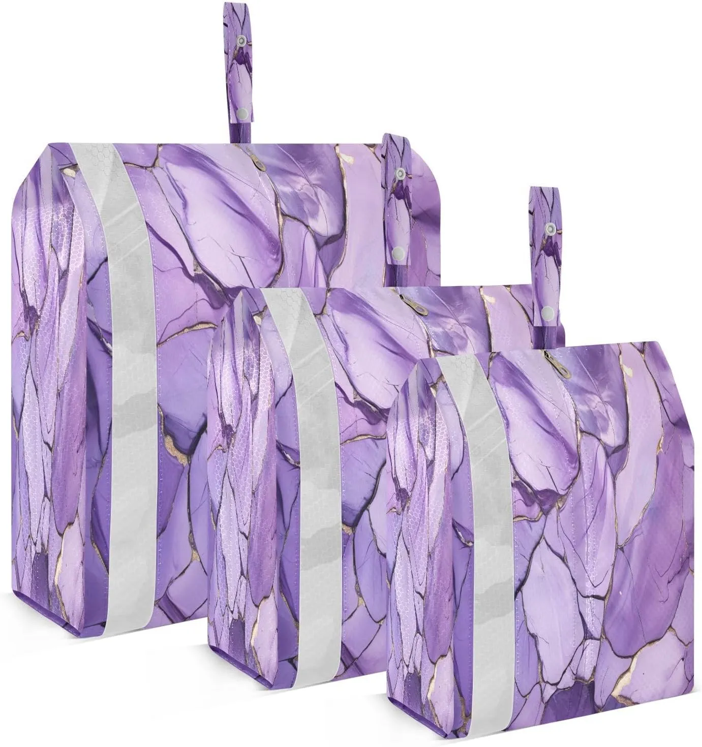 Purple Marble Beautiful Packing Cubes for Travel 3 Set Packing Bags Suitcase Organizer Bags for Easy Packing
