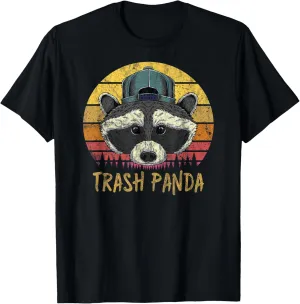 Raccoon Trash Panda Retro Sunset Funny Vintage Graphic Print T-Shirt