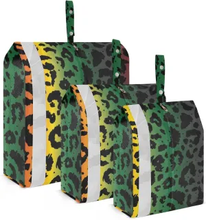 Rainbow Leopard Packing Cubes Set of 3, Lightweight Travel Luggage Organizers Foldable Bags for Easy Packing and Organization