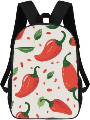 Red Pepper Laptop Backpack for Men Women 17 Inch Travel Computer Bag Lightweight Daypack