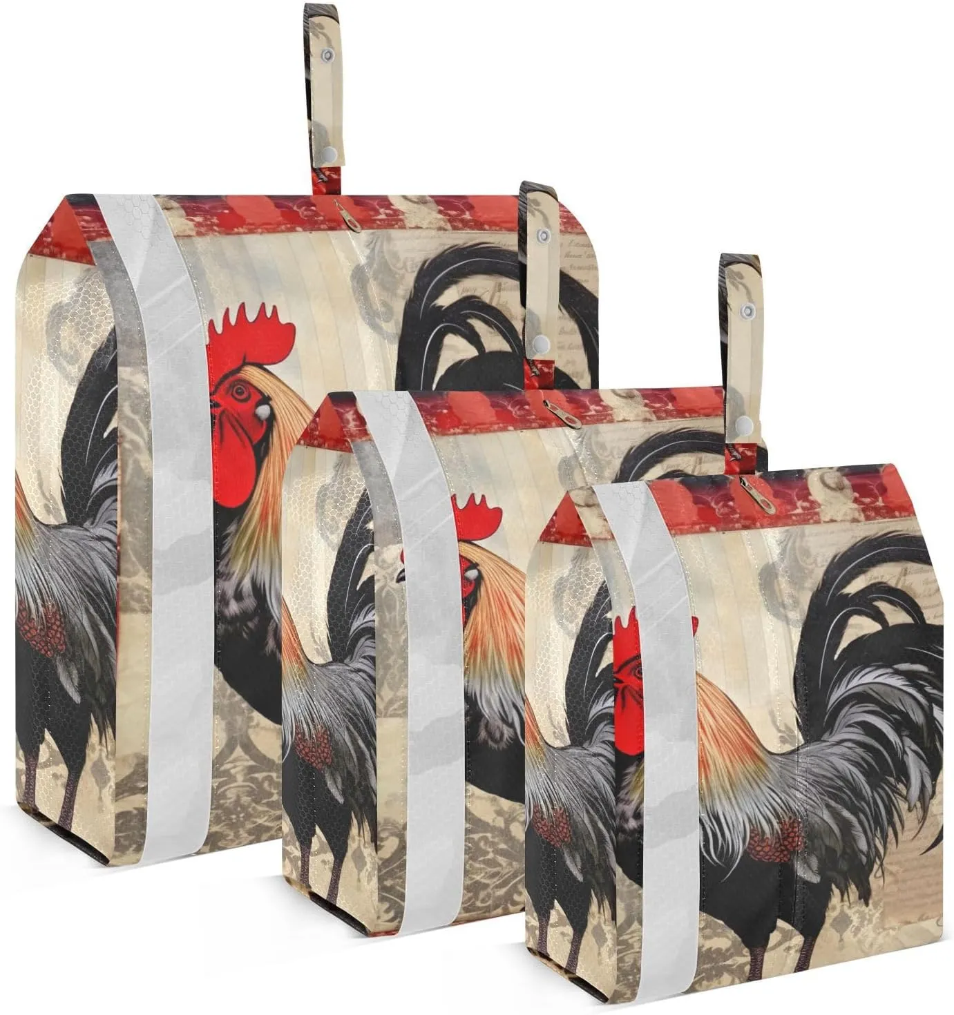Rooster Packing Cubes Set of 3, Lightweight Travel Luggage Organizers Foldable Bags for Easy Packing and Organization