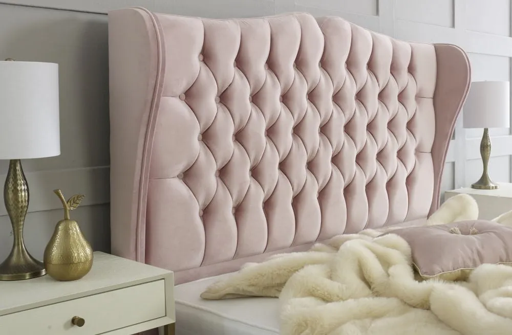 Rosa Chesterfield Winged Fabric Bed - 6ft Super King Size
