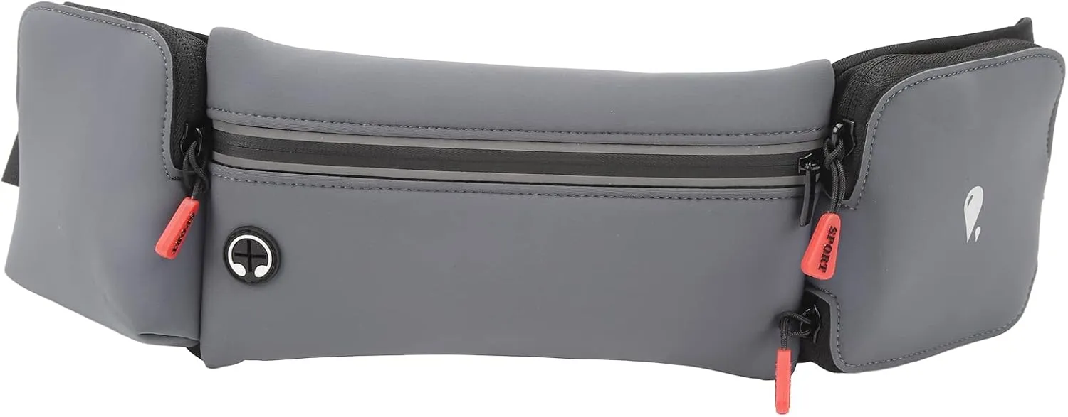 Running Waist Belt Hydration Belt with Water Bottle Holder & Running Pouch Belt, Great for Hiking and Fitness Compact and Convenient Running Waist Pack and Bag (Grey)