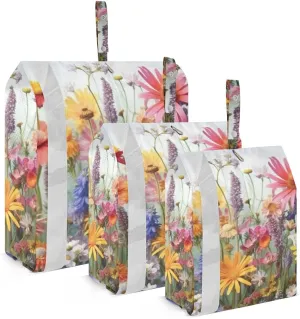 Rustic Wildflowers Packing Cubes Set of 3, Lightweight Travel Luggage Organizers Foldable Bags for Easy Packing and Organization