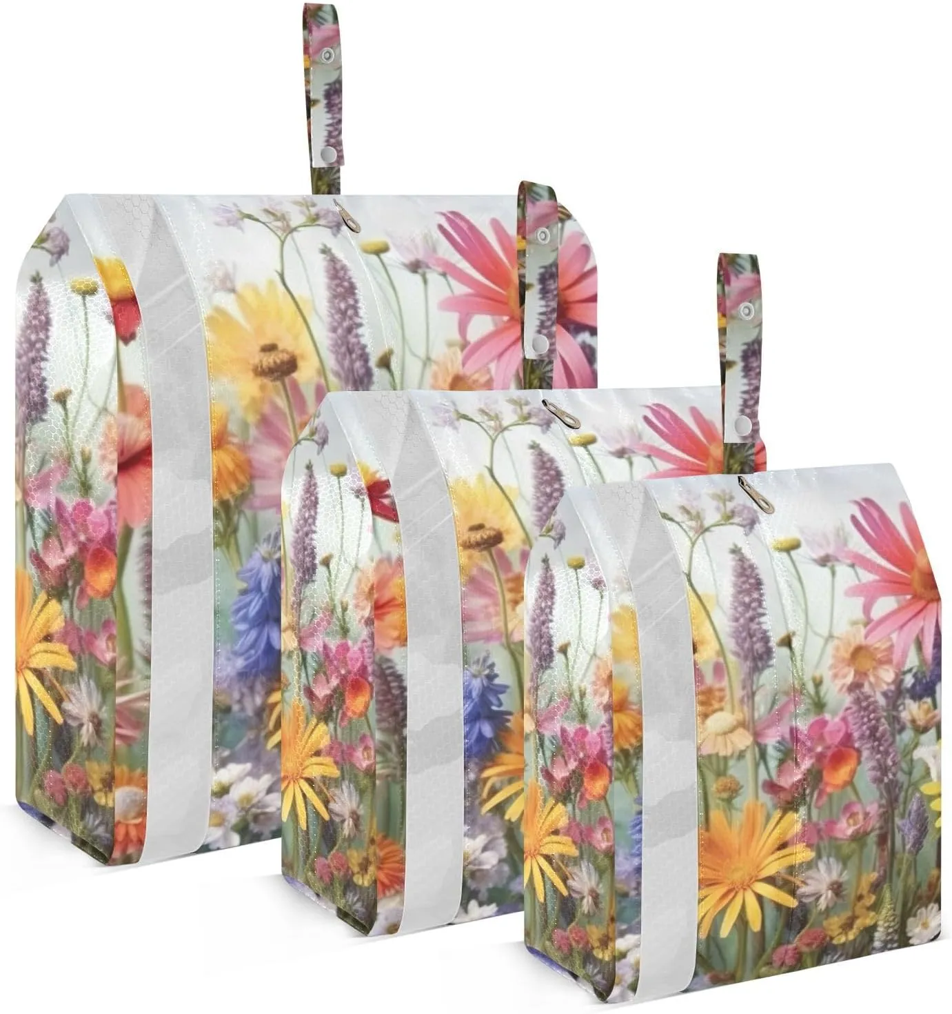 Rustic Wildflowers Packing Cubes Set of 3, Lightweight Travel Luggage Organizers Foldable Bags for Easy Packing and Organization