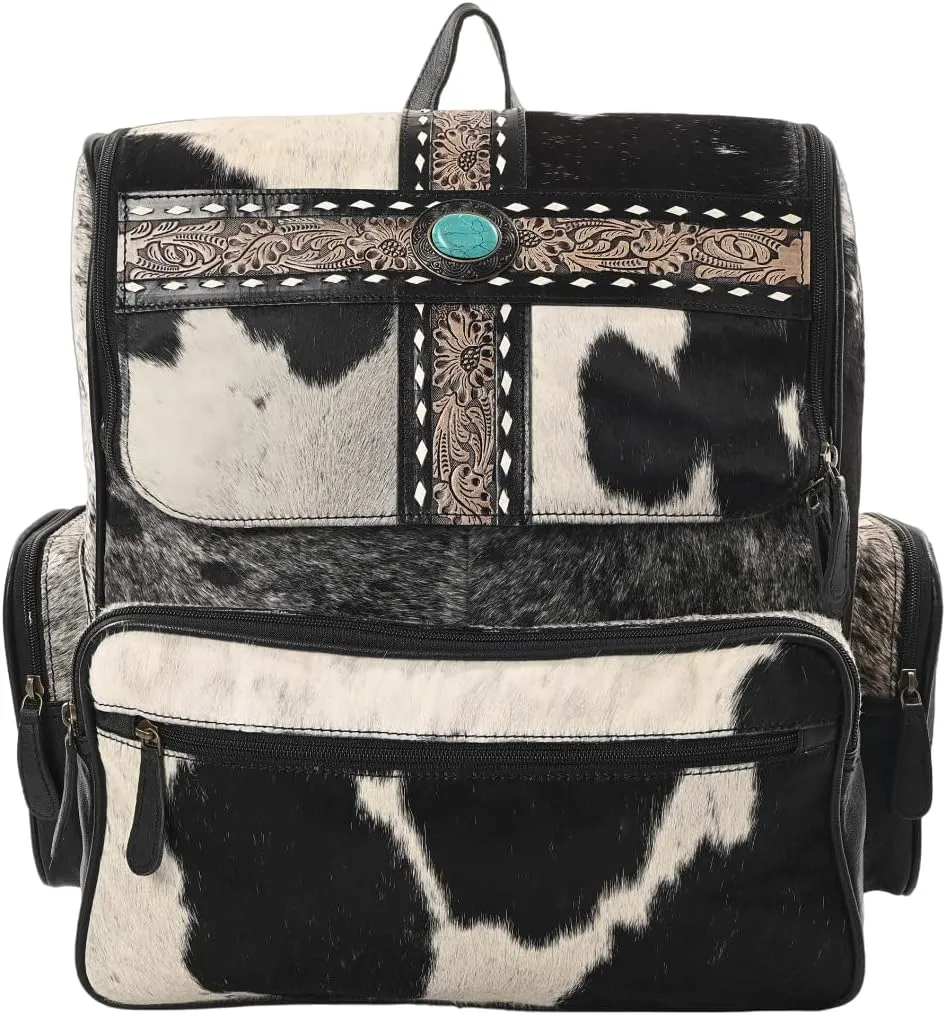 Saddle Singer Cowhide Laptop Backpack with Concealed Carry - Western Culture Statement Piece for Daily Use, Travel and More
