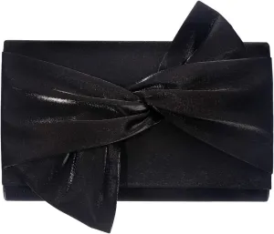 Satin Clutch purse evening bag women party wedding handbag (Black)