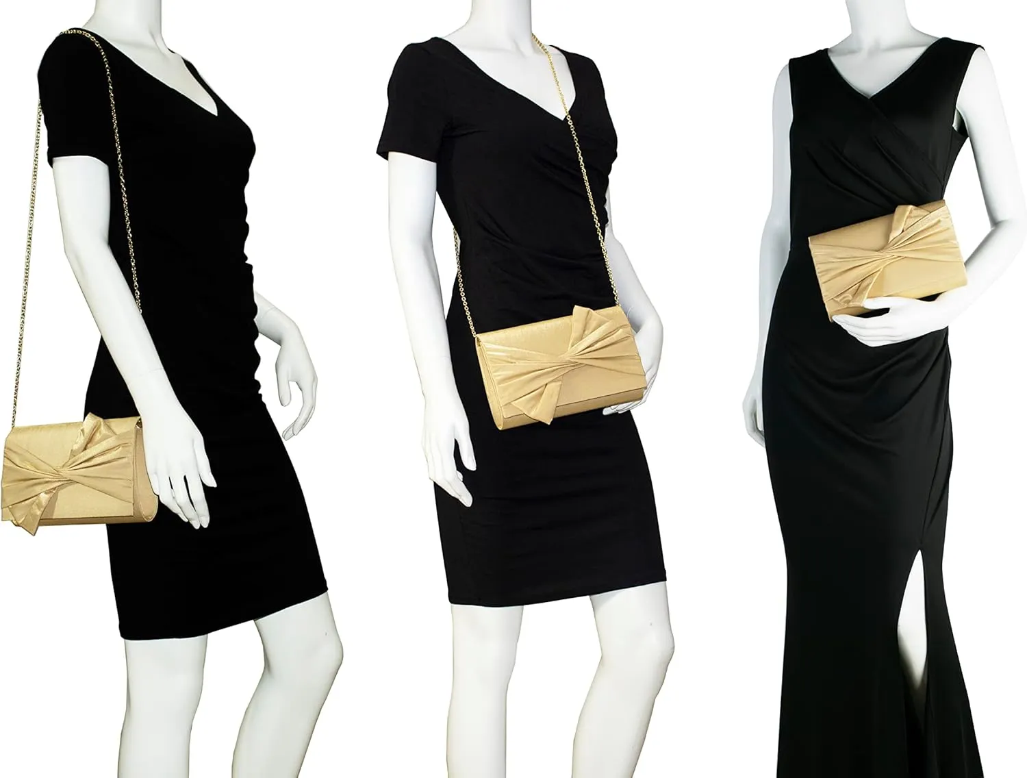 Satin Evening Bag Bow Flap Clutch Purse for Women Formal Party/Prom/Wedding