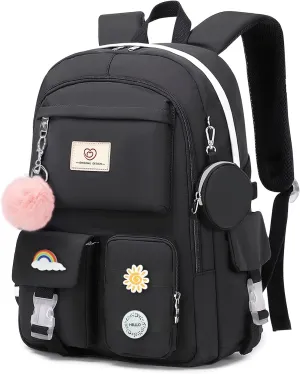 School Backpack For Girls - Cute Girls Backpack For Teens Women College Middle High School - Students Bookbag Travel Daypack,18 Multifunctional Large Capacity