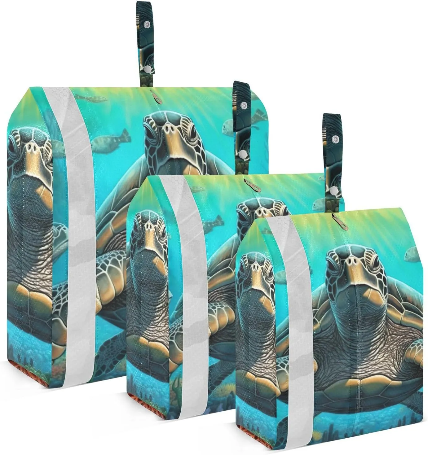 Sea Turtle Packing Cubes Set of 3, Lightweight Travel Luggage Organizers Foldable Bags for Easy Packing and Organization