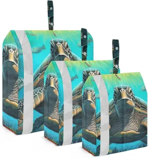 Sea Turtle Packing Cubes Set of 3, Lightweight Travel Luggage Organizers Foldable Bags for Easy Packing and Organization