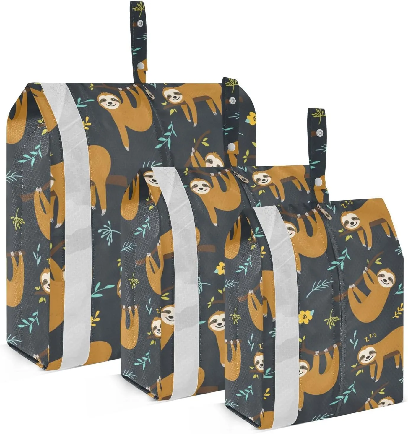 Sloth Packing Cubes Set of 3, Lightweight Travel Luggage Organizers Foldable Bags for Easy Packing and Organization