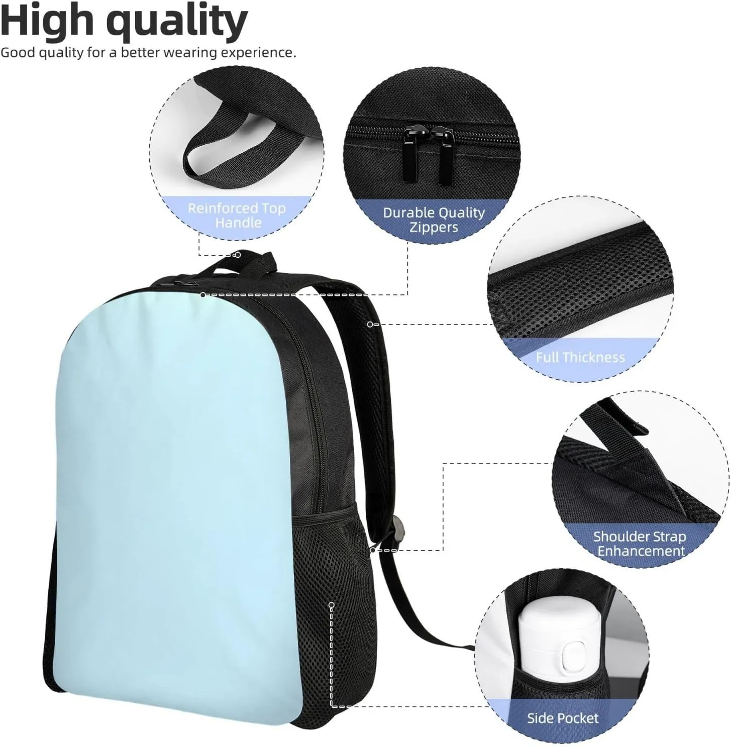 Solid Color Small Fresh Printed Travel Laptop Backpack for Men Women, Funny Daily Use Computer Bag, Waterproof Casual Daypack