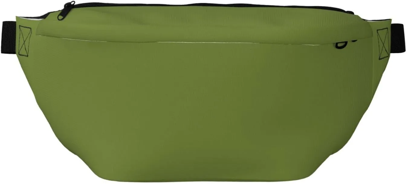 Solid Dark Green Stylish Crossbody Waist Pack - Versatile And Compact Travel Pouch For Hands-Free Storage