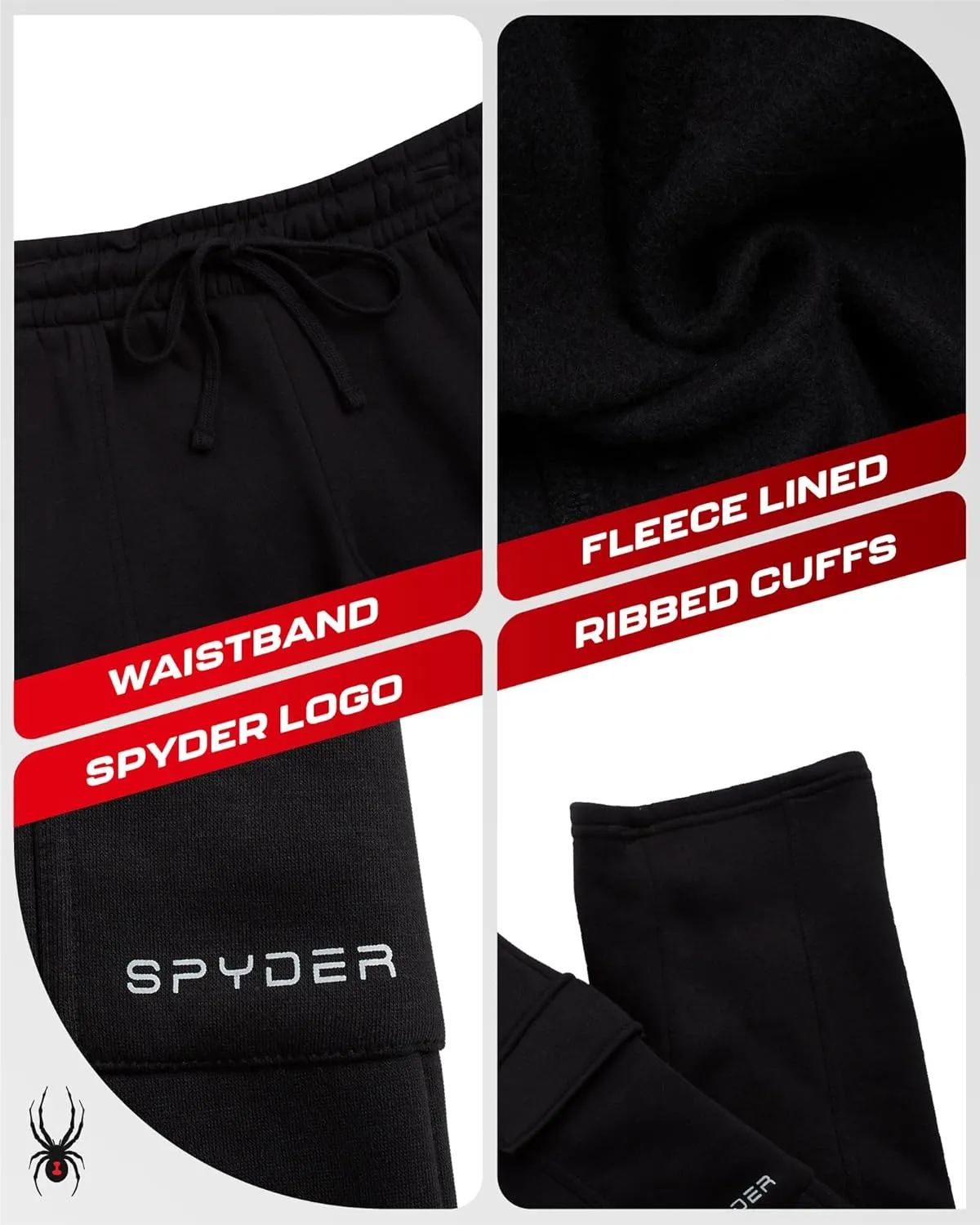 Spyder Women's Cargo Sweatpants - Cozy Fleece Joggers for Women with Adjustable Drawstring Waist and Pockets (Sizes: S-XL)