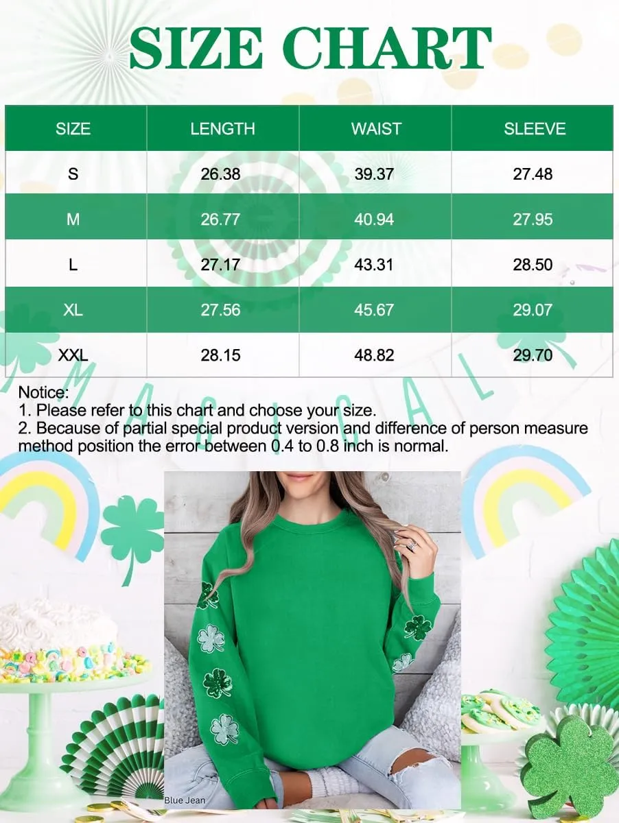 St Patricks Day Sweatshirt Women Shamrock Sweater Notre Dame Shirts Lucky Clover Top Irish Long Sleeve Pullover
